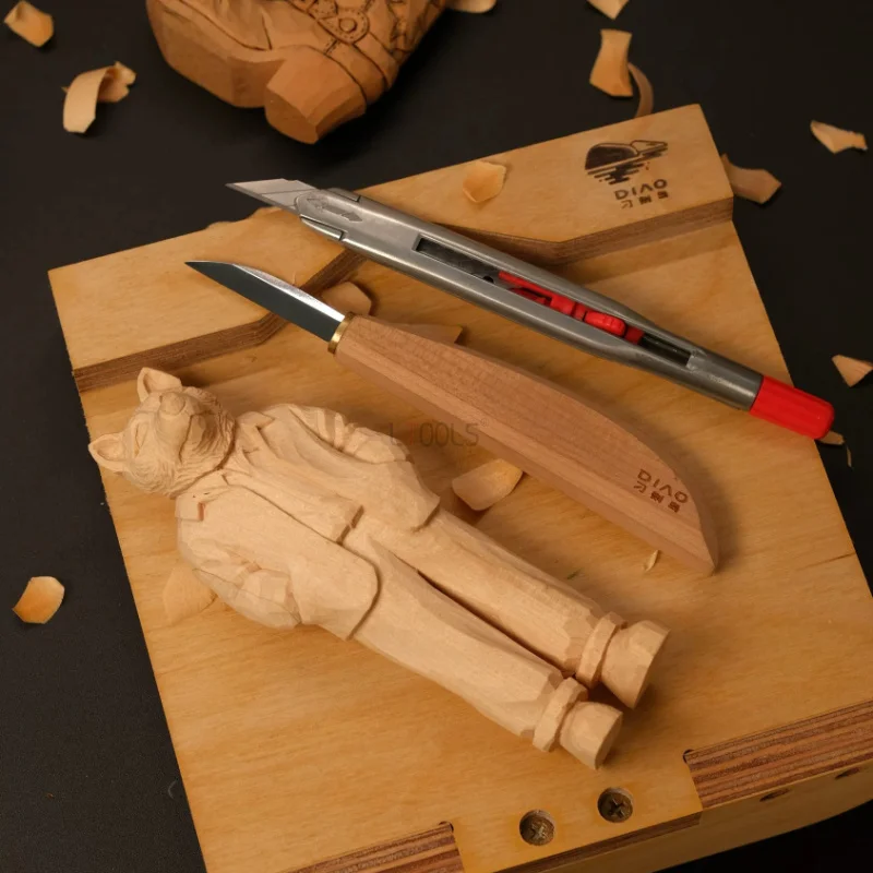 Almighty Fine Detail Wood Carving Knife Straight Edge Transection Tool for Basswood DC53 Steel Cherry Wood Handle Carving Tool