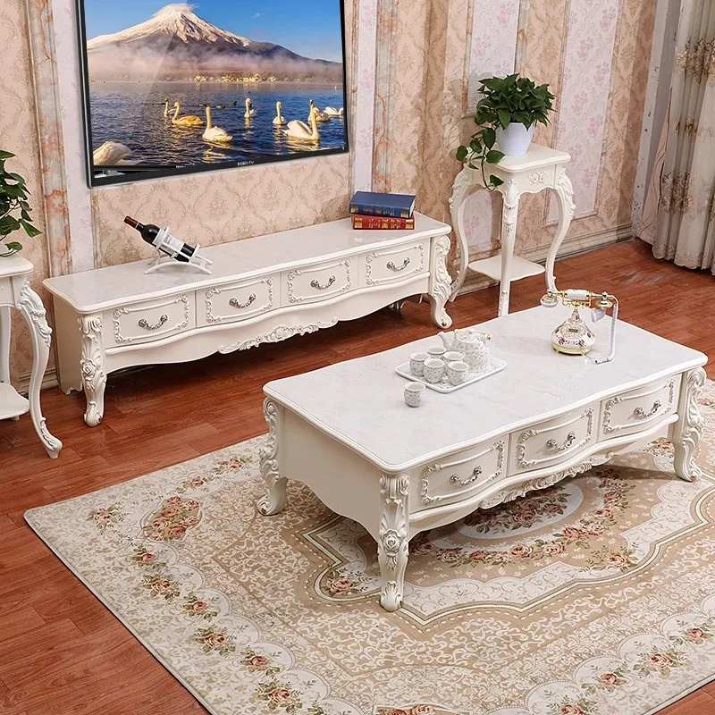 Luxury European Coffee Table Glam Design Classic Carve Coffee Table Nordic Modern Table Basse De Salon Furniture Living Room
