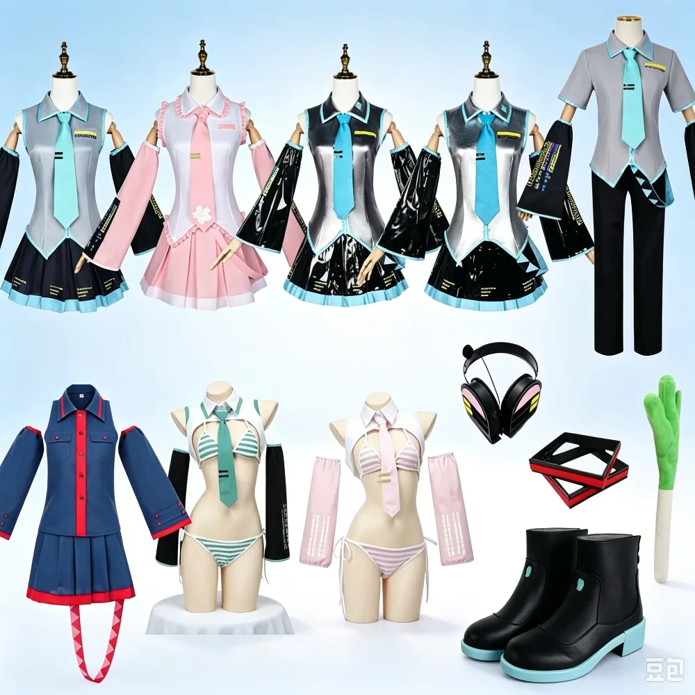 Vocaloid Virtual Singer Mikuuu Idol Same Style Cosplay Full Set Anime Role Play Costume Adult Unisex Halloween Comic Con Outfit