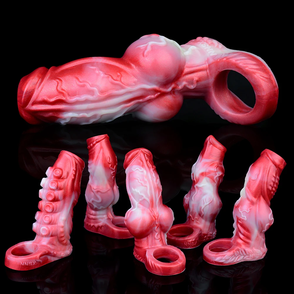 NNSX Fantasy Cock Sleeve Knot Penis Sheath to Enlarge&Prolong Silicone Cock Ring Sex Toy Girth Enhance Male Endurance for Man
