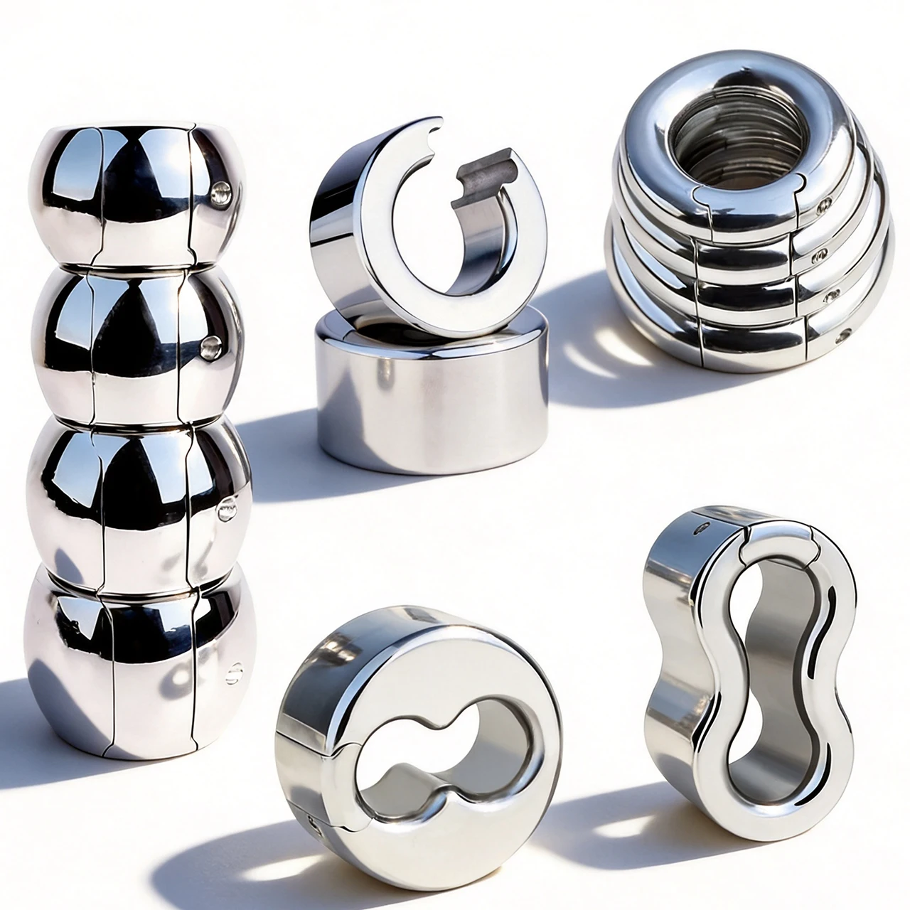 FRRK Stainless Steel Heavy Duty Ball Stretcher Penis Ring Metal Lock Cock Weight Exercise Scrotum Pendant Male Bondage Sex Toys