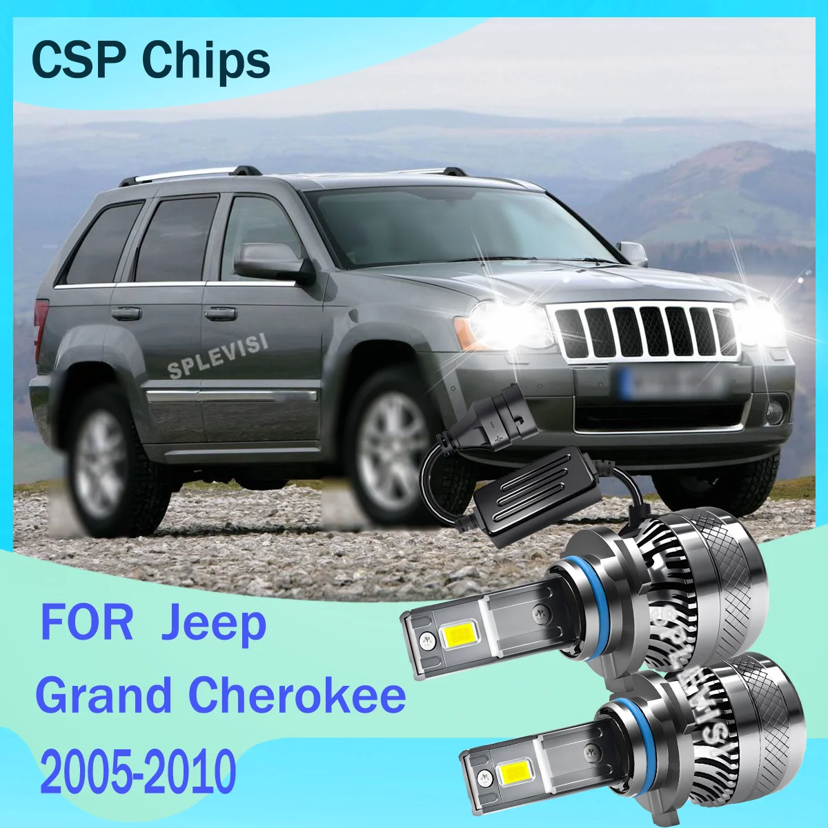 LED 200W CSP Car Headlight Turbo Lamp Automotive Lighting Kit For Jeep Grand Cherokee 2005-2010 2005 2006 2007 2008 2009 2010