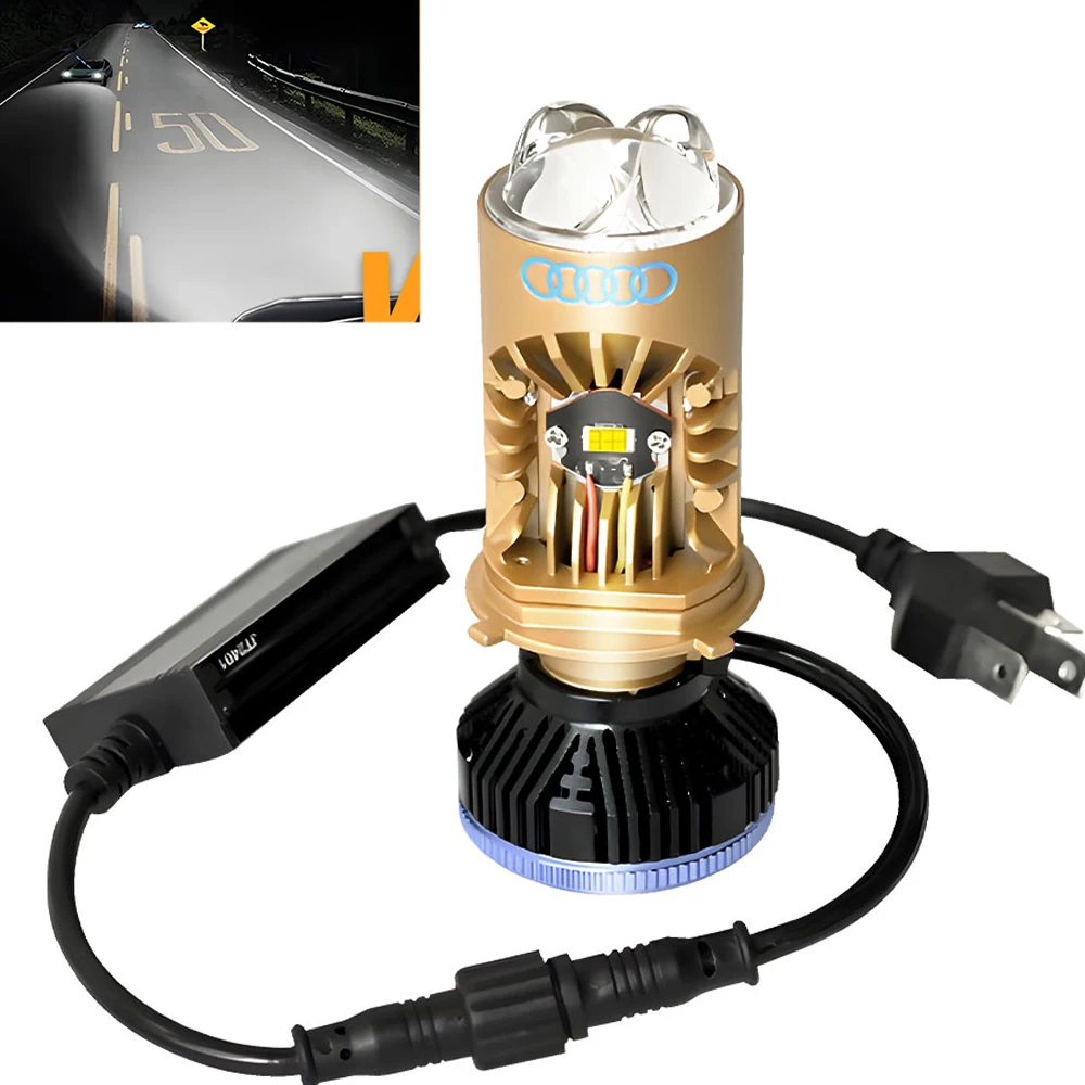 T8 Pro Bi LED Car Light H4 Projector Lens Headlight Bulb High Low Beam Motorcycle Turbo Super Bright 180W Canbus LED H4 Fog Lamp