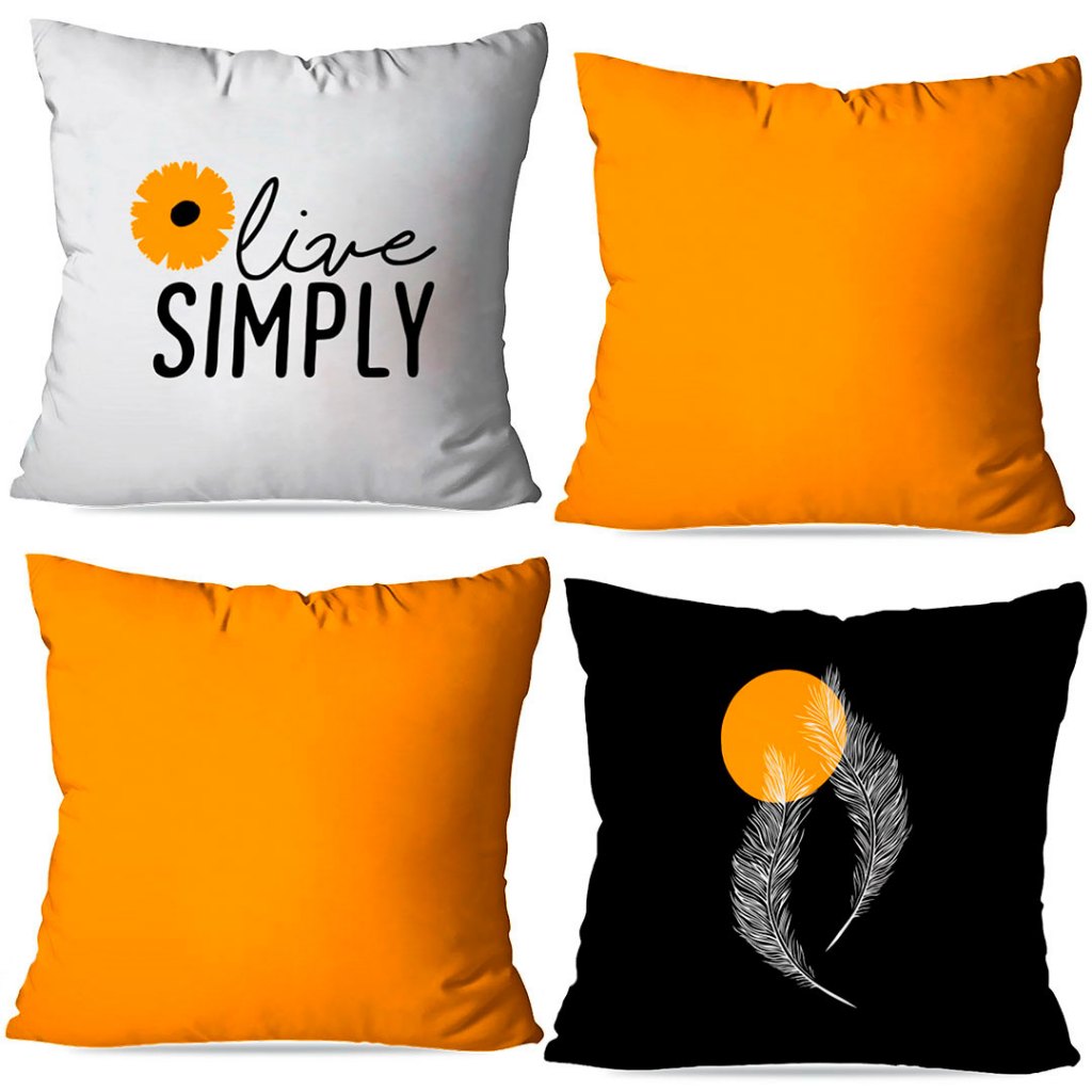 Kit de Capas de Almofadas Decorativas OXFORD 45X45 – Live Simply Estampa Frente e Verso com Zíper Invisível Linda Decor