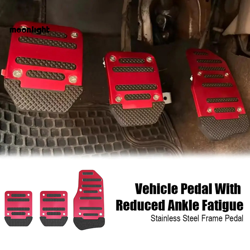 Car Non-slip Aluminum Alloy Pedal Covers Set – Universal Gas Brake Clutch Foot Pads Replacement Accessories for Safe D