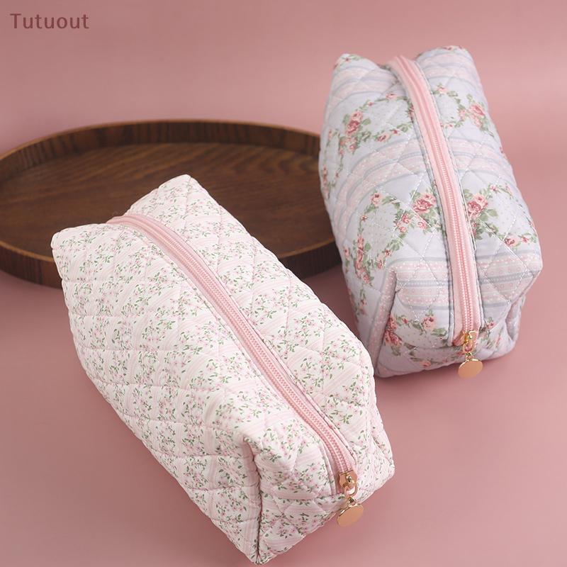 TUTU Pretty Floral Print Bolsa De Maquiagem Portátil De Grande Capacidade Com Zíper Para Viagem E Armazenamento De Cuida