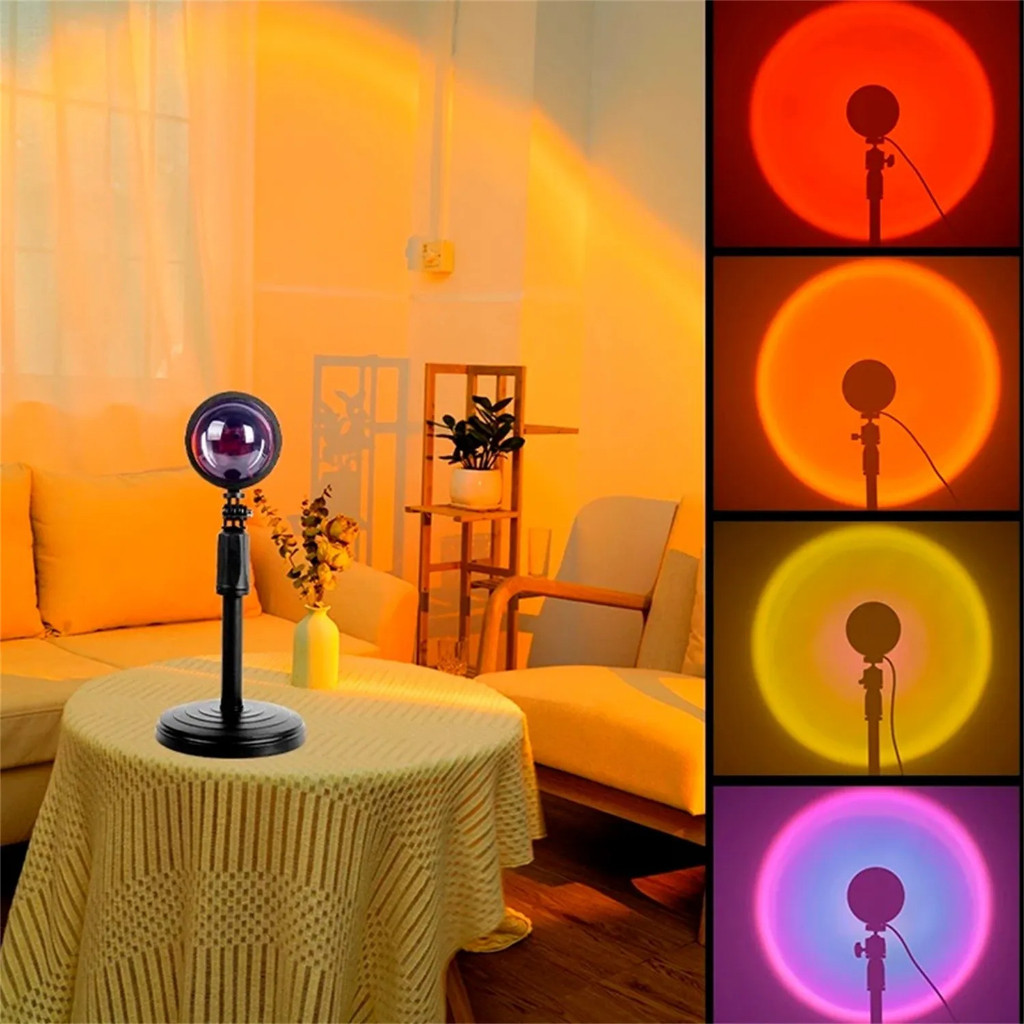 Luminária Por Do Sol Luz Noturna Projetor Led Sunset Casa Loja Fundo Decoração Colorida Atmosfera Lâmpada