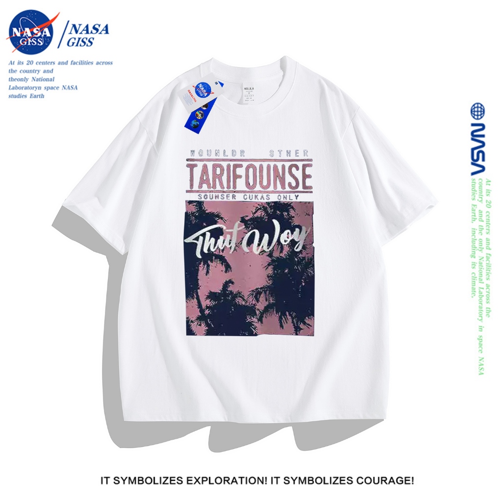 NASA camiseta mangacurta unissex de verão estilo de rua tshirt Palm Tree estampada plus size 100% Algodão