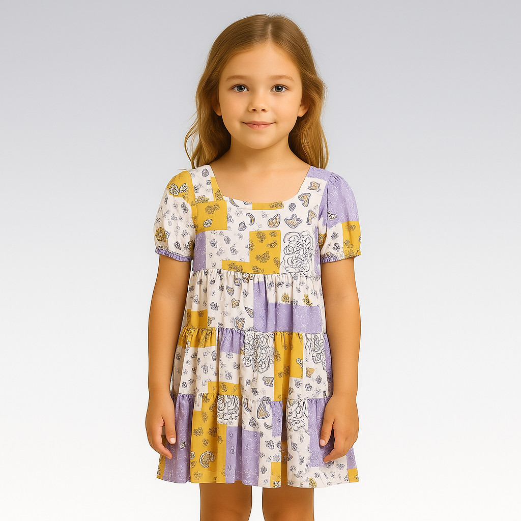 Vestido Infantil Hering Midi Floral Manga Bufante Original
