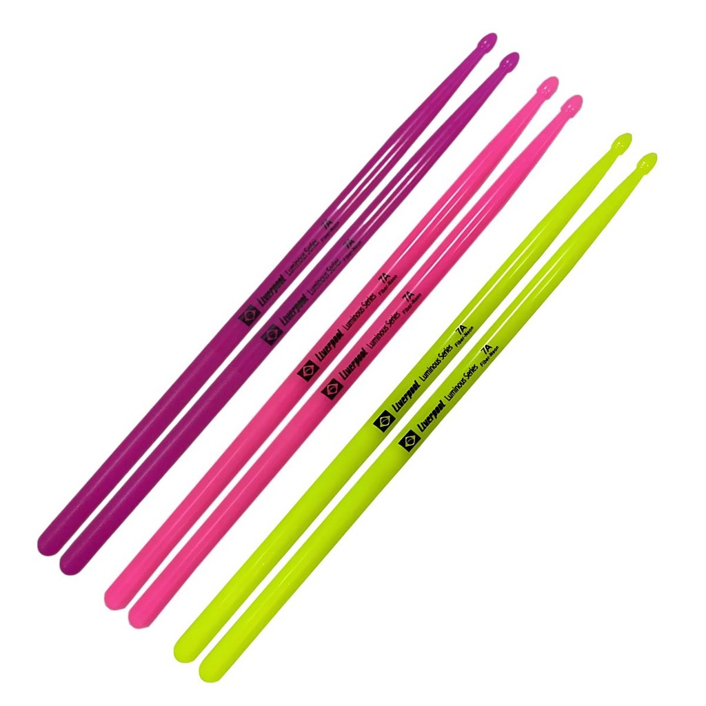 Baqueta 7A Liverpool Luminous Series 3 Pares Neon Fluorescente