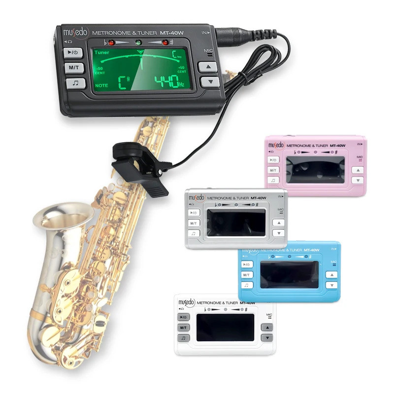 Afinador De Instrumento De Vento MT-40W MIC & Pickup Clip Dual Mode Switchable Metrônomo Suporte Para Conexão De Fone De
