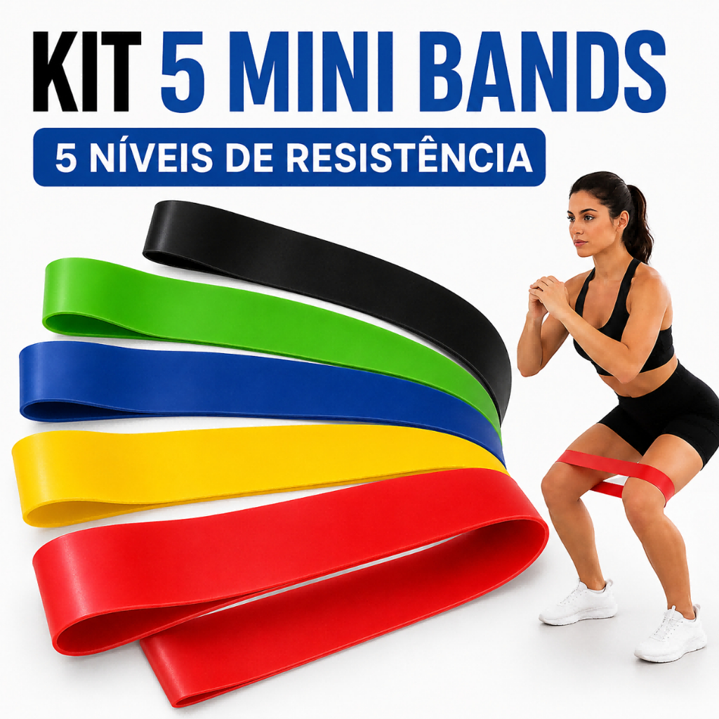 Faixas Elásticas 5 Níveis para Treino Funcional Alongamento Pernas e Glúteos BW3501 BRASWEI