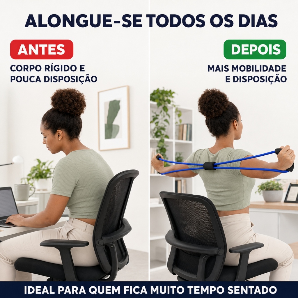 Extensor Elástico em 8 para Alongamento e Treino de Braços Pernas e Glúteos