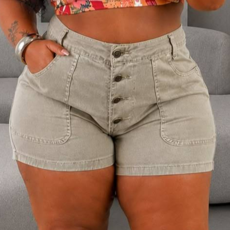 Short Talita Jeans 100% Plus Size Veste Super Bem