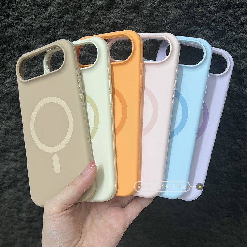 Capa para iPhone Air Phone com forro interno de veludo, 17 Pro Max, cor sólida, magnética, 16Pro, capa de silicone líqui