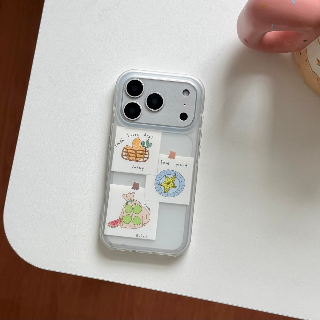 Capa de Telefone com Notas Adesivas de Frutas para iPhone 17 Pro Max 17 16Pro Max 15, Capa à Prova de Choque UIPL