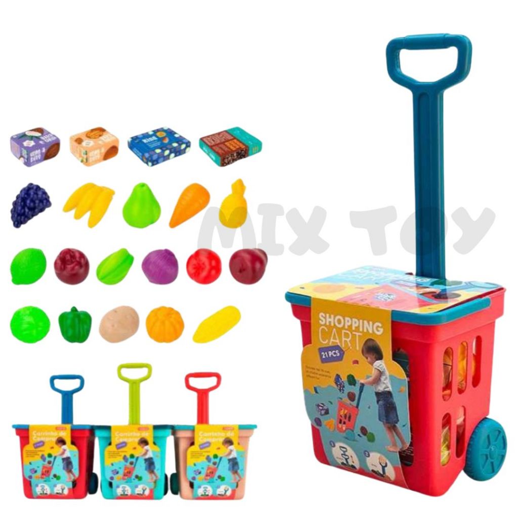 Carrinho de Compras Infantil Carrinho Supermercado e Feira de Brinquedo