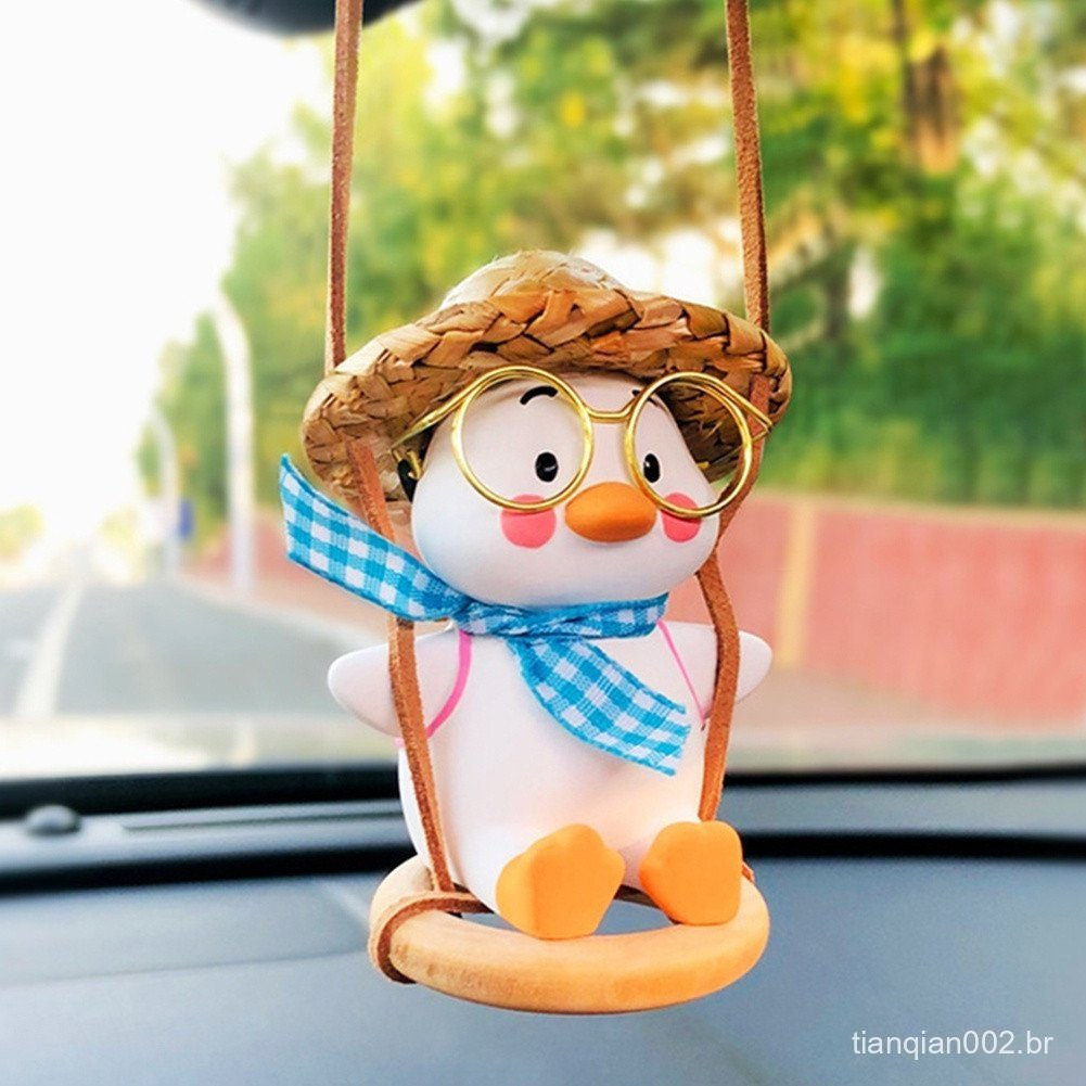 OM Cachecol Pendurado De Carro Com Pingente De Pato Auto Espelho Retrovisor Ornamentos Decoraction Gypsum Anime Acessóri