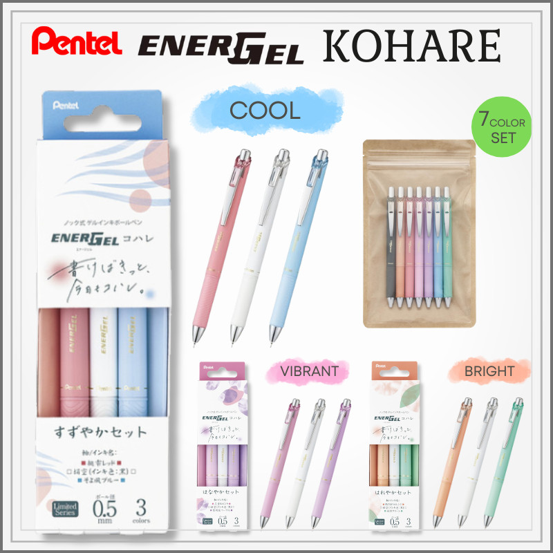 Pentel EnerGel Kohare 0.5mm Limited Edition Gel Ink Ballpoint Pen Set - Multiple Colors