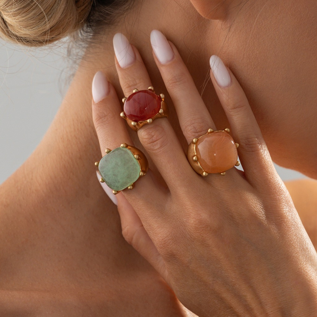 Women Rings Set Kit Alloy Color Resin Stone Gold Silver Tone Elegant Fashion Party Multiple Colors