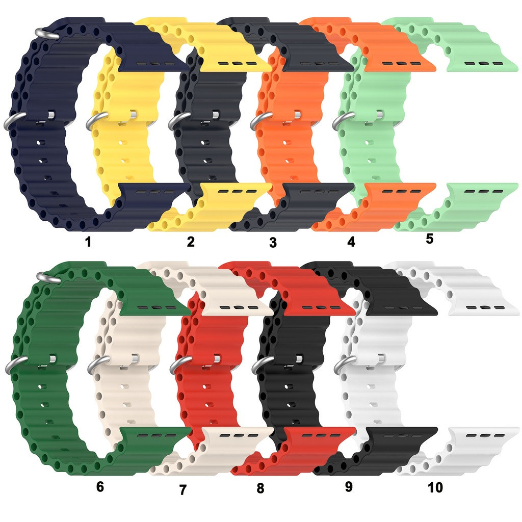 Pulseira de relógio de Smartwatch PretoPalha De Silicone Ocean Straw Capaz Para Relógio Apple Série 42mm 45mm 49mm