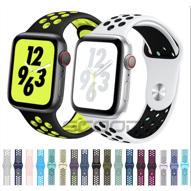 Pulseira de Silicone Com Furo Furadinha Compatível Com Apple Watch 38mm 40mm 41mm NK