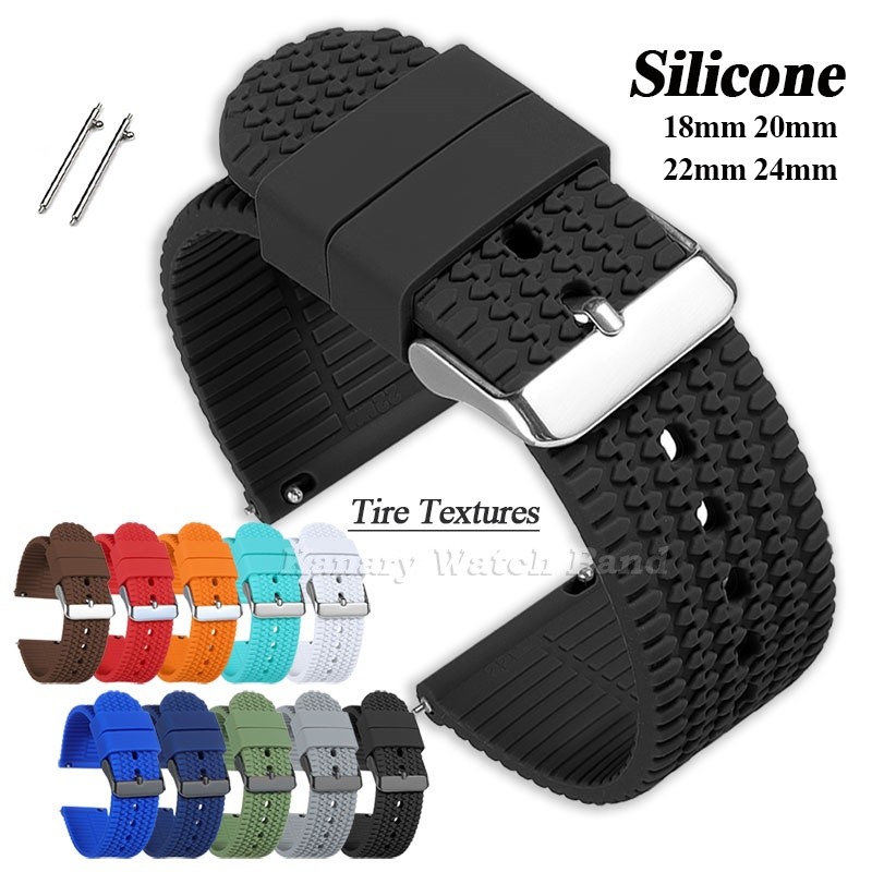 18mm 20mm 22mm 24mm Universal Silicone Watch Banda Pulseira De Relógio De Borracha De Liberação Rápida Soft Textura De P