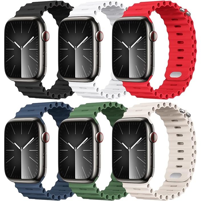 Kit 6 Pulseiras de Silicone Cores Vivas Compatível com Watch 41mm 45mm 44mm 49mm