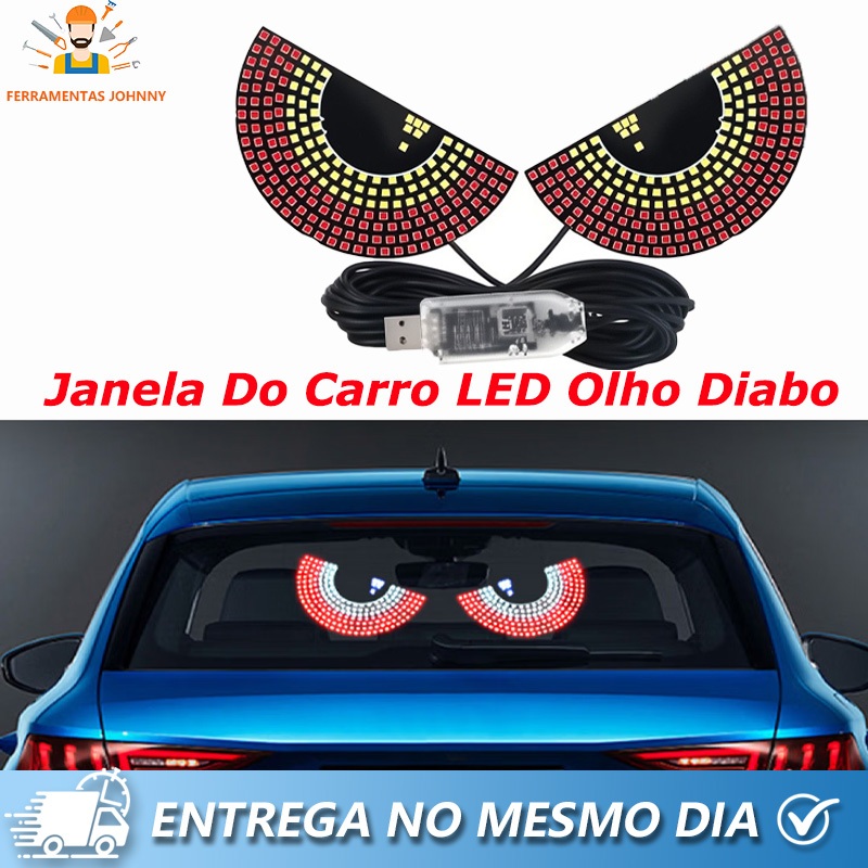 1 Pair Car Compression LED Devil Eye DIY Decorative Light para carro, decoração de carro olho do diabo