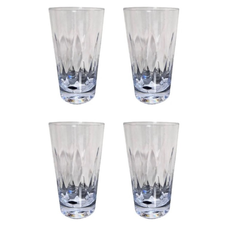 4 Copos 300ml - Policarbonato Cristal - Inquebrável Festa Helsim - Geometric