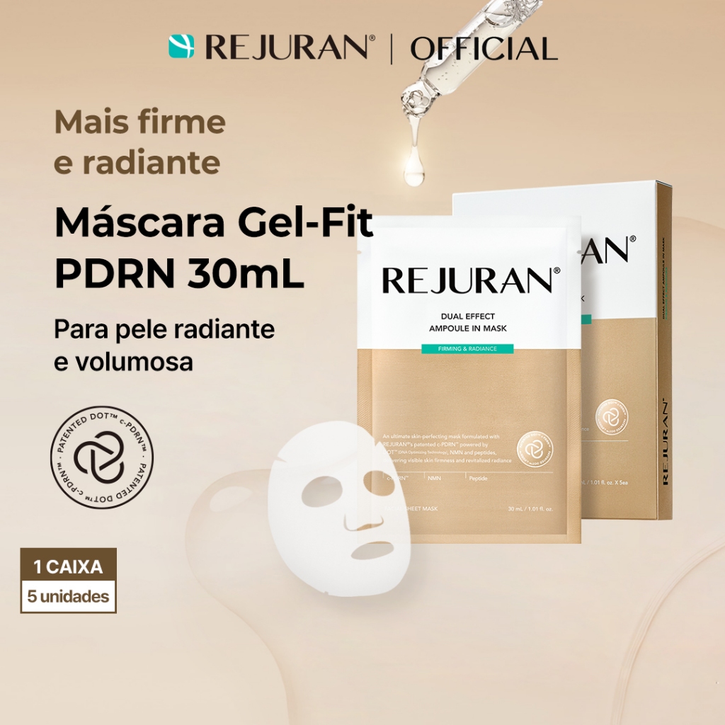 [REJURAN] Ampola De Efeito Duplo Em Máscara Reafirmante E Radiante 5 Folhas | Firmador , Brilho , Plumping