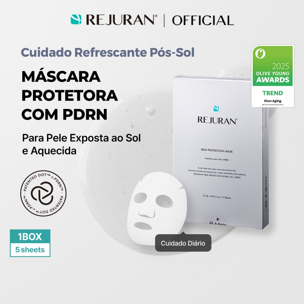 [REJURAN] Máscara de Proteção da Pele 5 unidades | Cuidados Pós-Sol, Refrescante, Vermelhidão, Barreira da Pele com PDRN