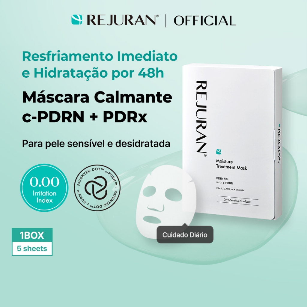 [REJURAN] Moisture Treatment Mask 5 Unidades | Efeito Refrescante, Ação Calmante Imediata, Hidratação e Alívio da Pele