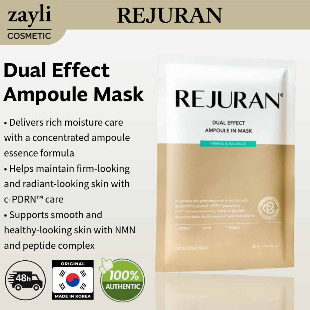 Ampola De Efeito Duplo REJURAN Em Máscara Reafirmante E Radiante 30ml x 5 Folhas