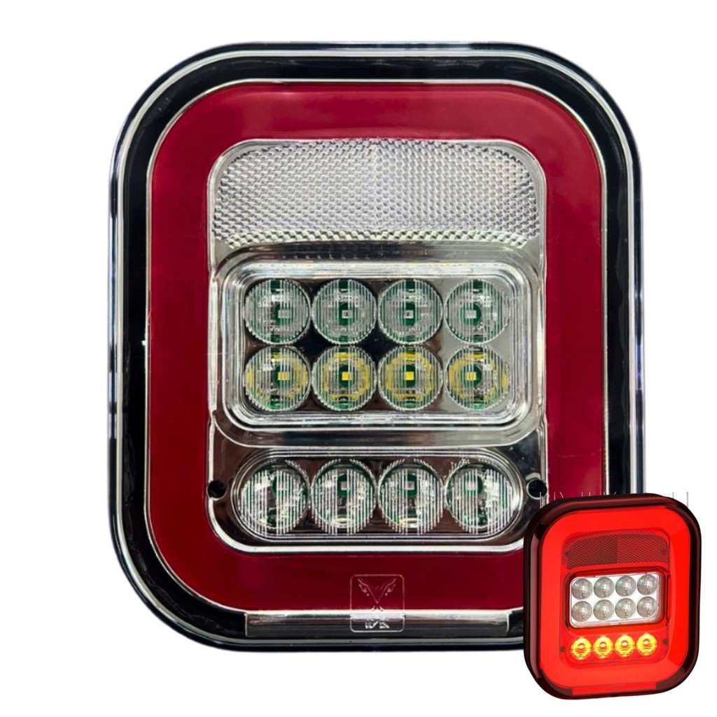 Lanterna Traseira Universal Caminhão LED NIX 12V 24V - Lente Cristal - 