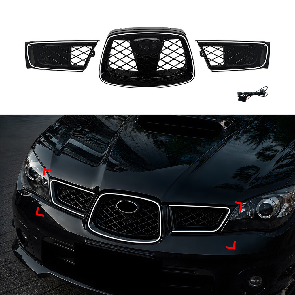 Adequado para Subaru Wing leopardo Impreza WRX STI 2006-07 LED iluminado modificação da grade média