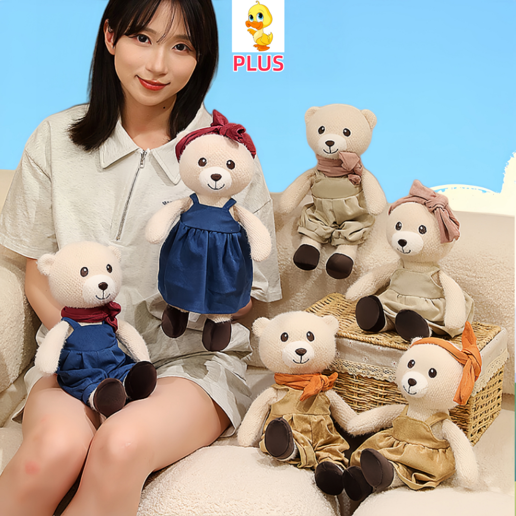 PLUS ✨ Em Estoque 30cm Bonito Casal Rural Urso Boneca De Pelúcia Diversão Vários Estilos Brinquedo Presente Da Namorada