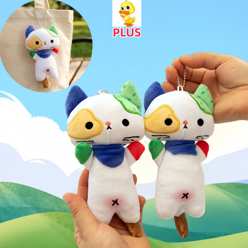 PLUS ✨ Em Estoque 15cm Bonito Monstro Gato Boneca Pingente De Pelúcia Divertido Gatinho Brinquedo Chaveiro Presente Da N