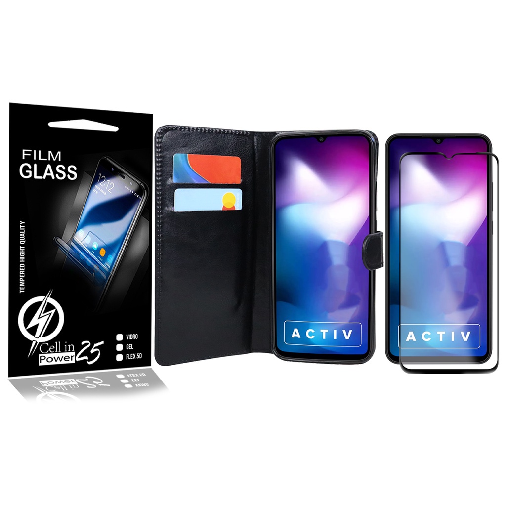 Capa Carteira + Película De Vidro 3D compatível Xiaomi Redmi 9 Activ 6.53 - Cell In Power25