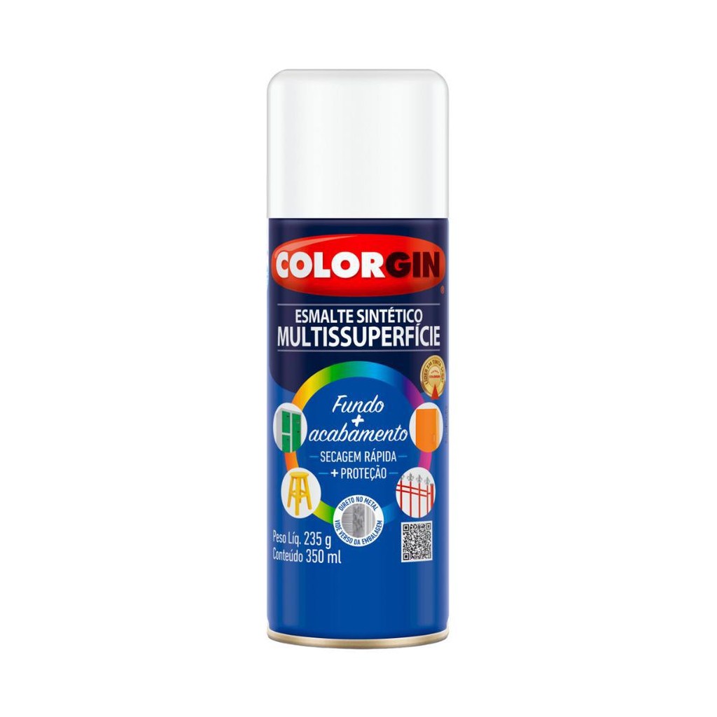 TINTA SPRAY USO GERAL BRANCO RÁPIDO REFRIGERADOR 51001 COLORGIN 350ML