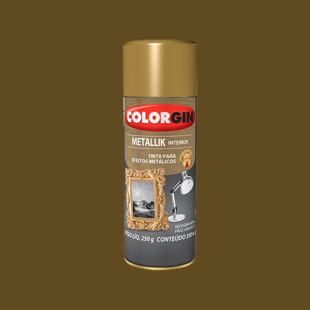 TINTA SPRAY METALLIK INTERIOR OURO 52 COLORGIN 350ML