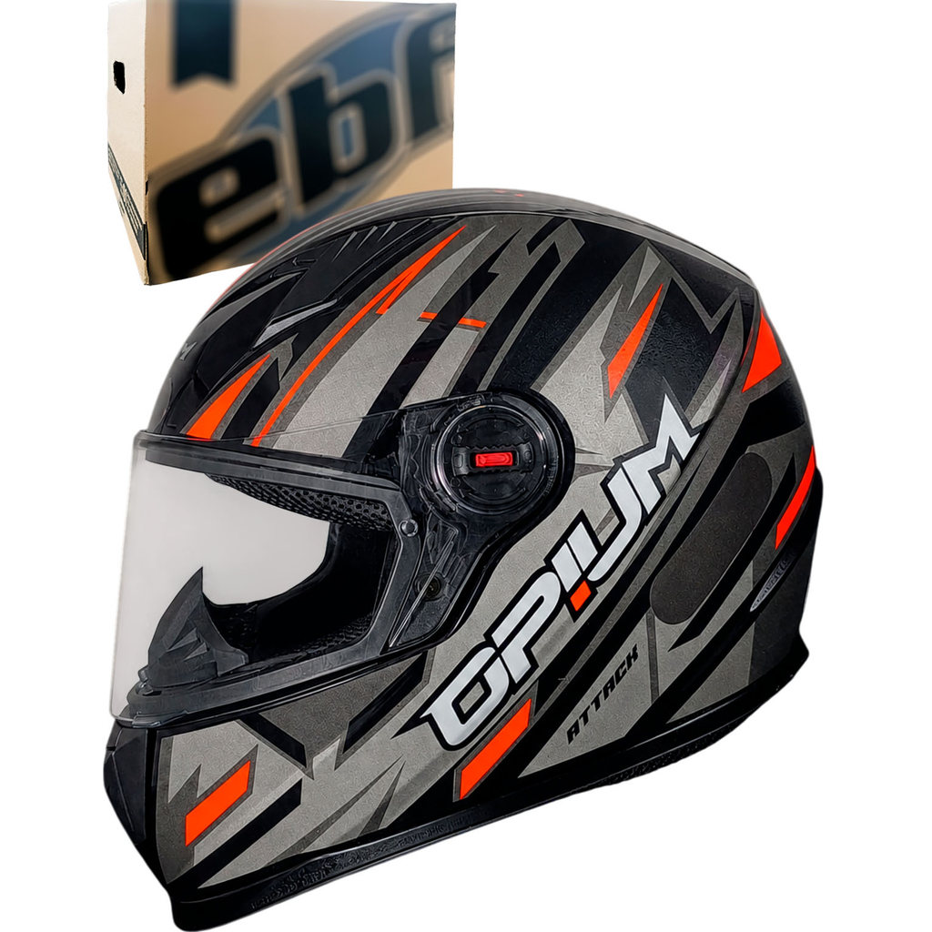 Capacete Ebf Opium Attack Mono Preto/ Vermelho Fechado