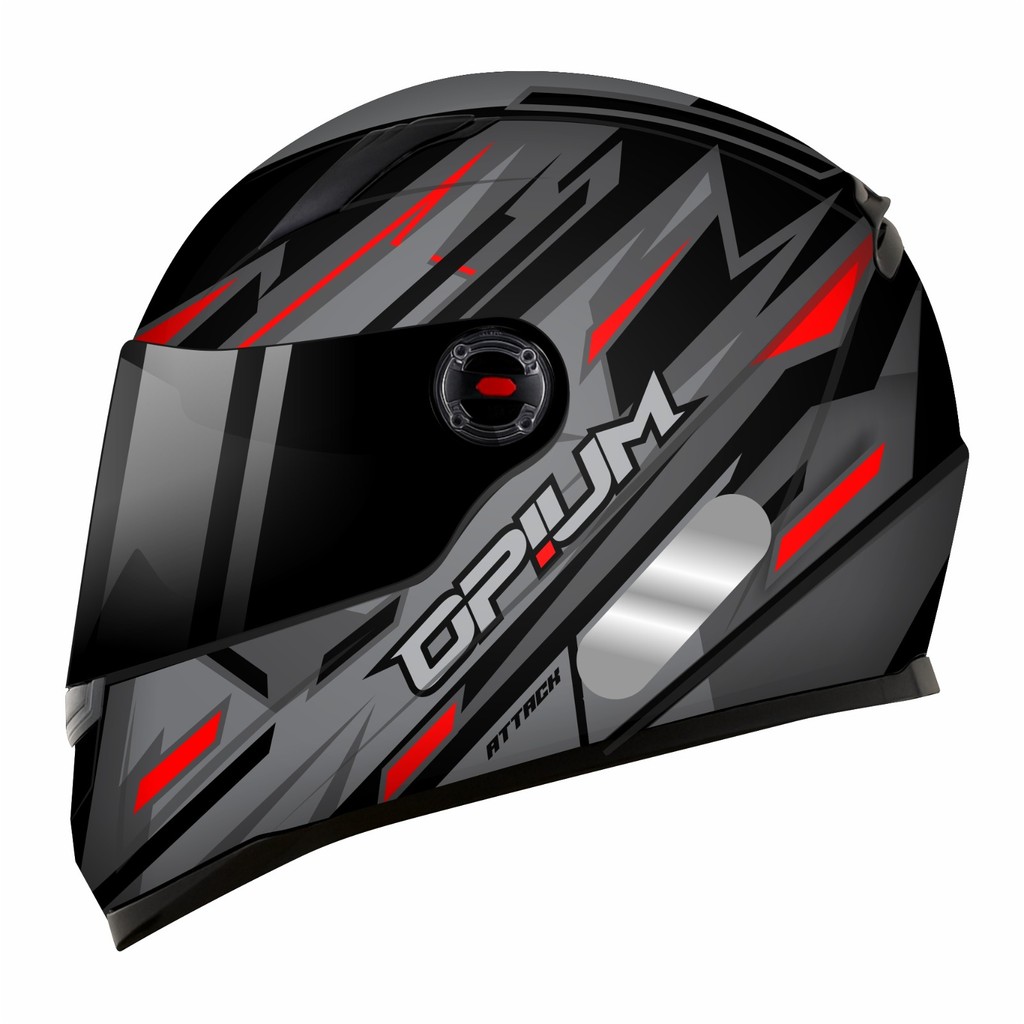 Capacete Ebf Opium Attack Monocroma Preto Cinza e Vermelho