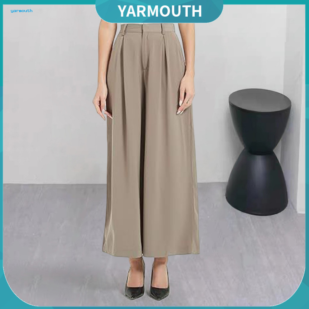 Women High-waisted Straight-leg Pants Style Women’s High Waist Wide Leg Solid Color Straight Trousers with Button Zipp
