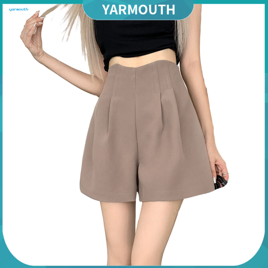 Women High-waisted Shorts Wide-leg Design Women’s Pleated Suit – Summer Work Loungewear Dressy Office for