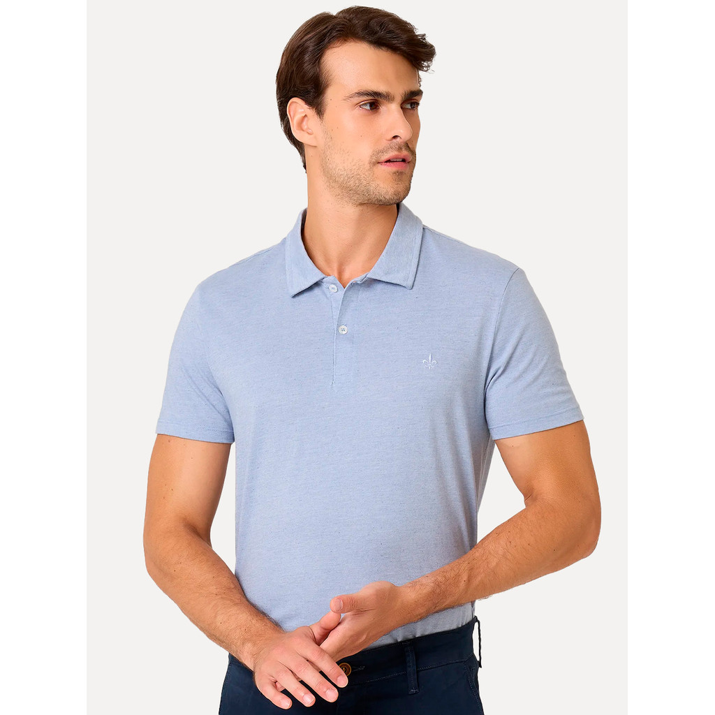Polo Dudalina Masculina Malha Cotton Linho Original Azul Escuro