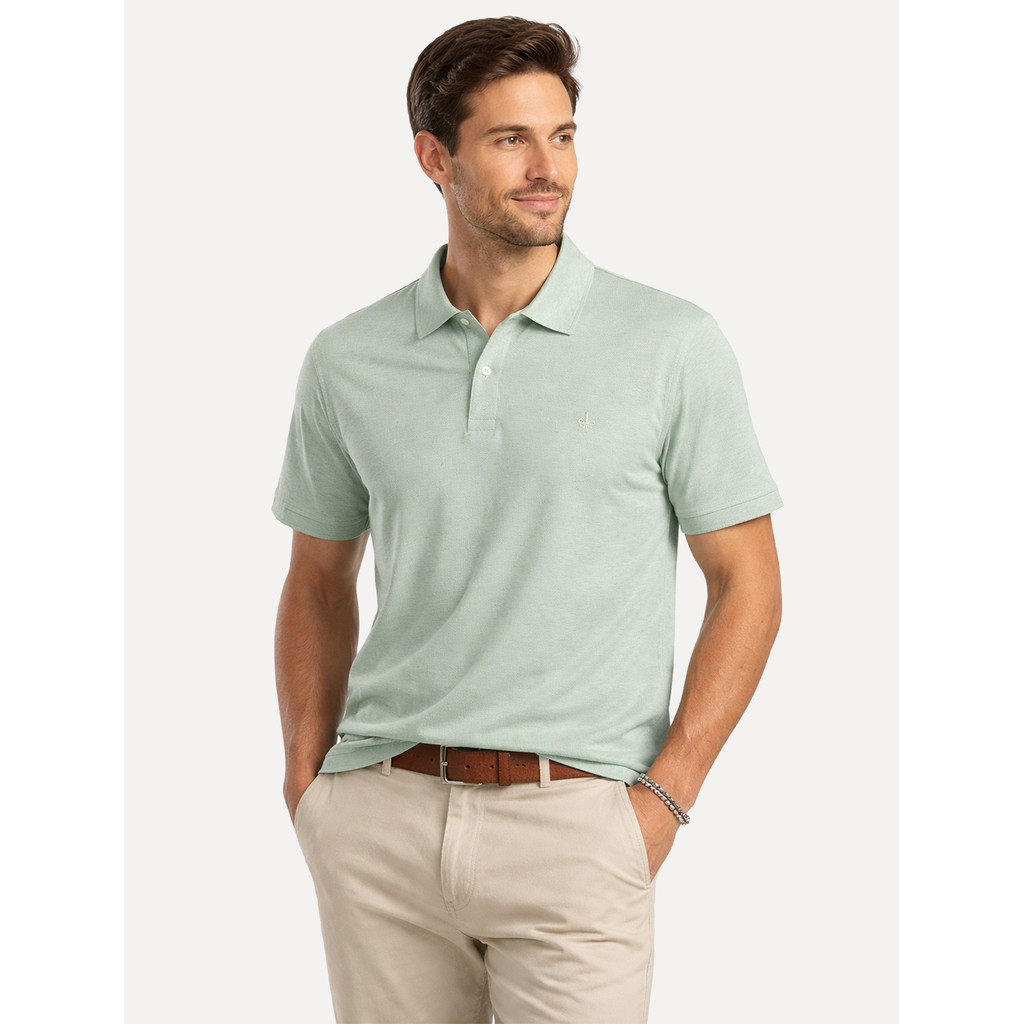 Polo Dudalina Masculina Malha Cotton Linho Verde Médio Original