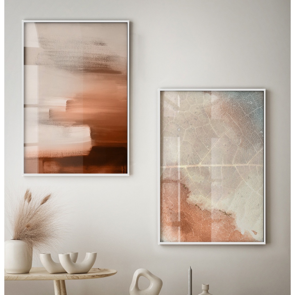 Quadro Abstrato Folhagem Quadro Com Moldura E Vidro Quadro Decorativo Sala Grande Folha E Tinta Kit