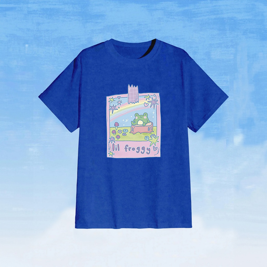 Blusa Lil Froggy Cute Florest Sapinho Happy Mushrooms Rainbow Heart Stars T Shirt Toque Algodão Casual
