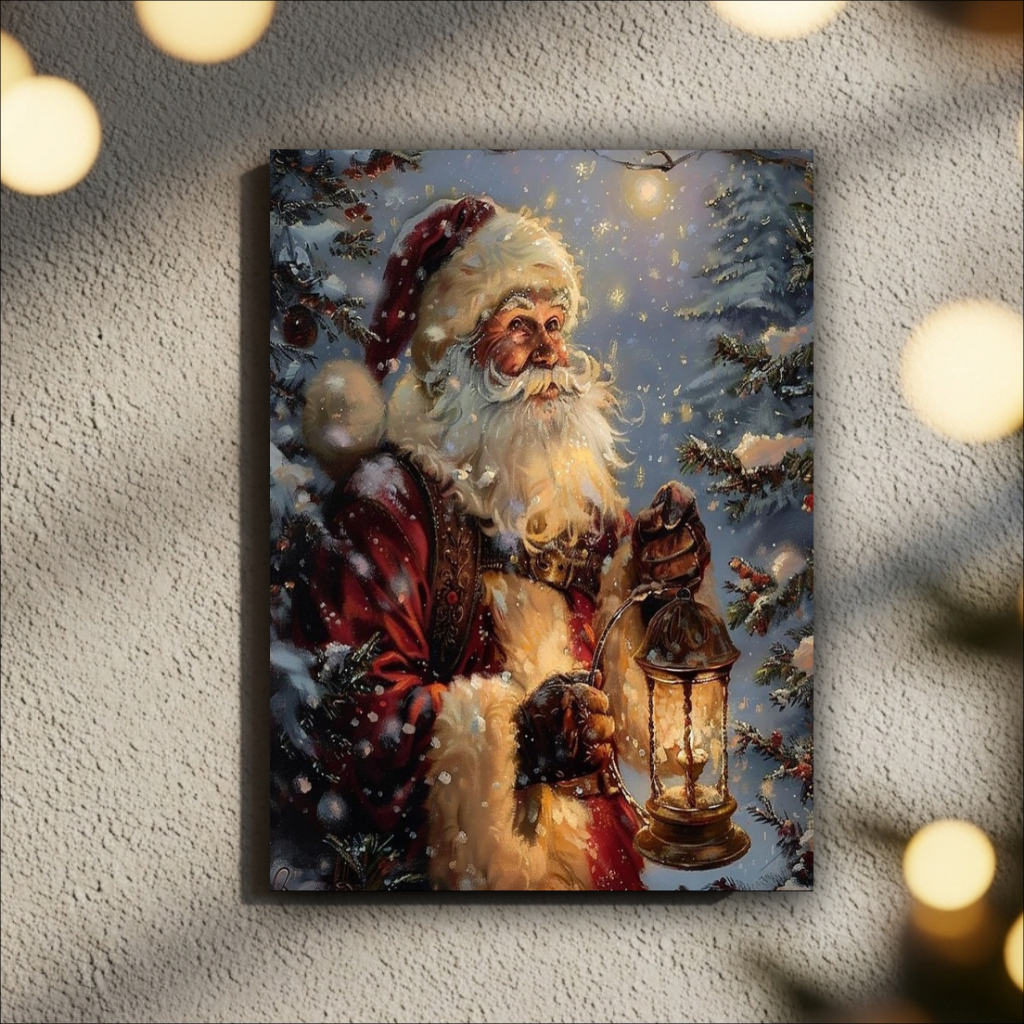 Placa Decorativa Natal Papai Noel Quadro Decoração Natalina MDF Com Fita Dupla Face